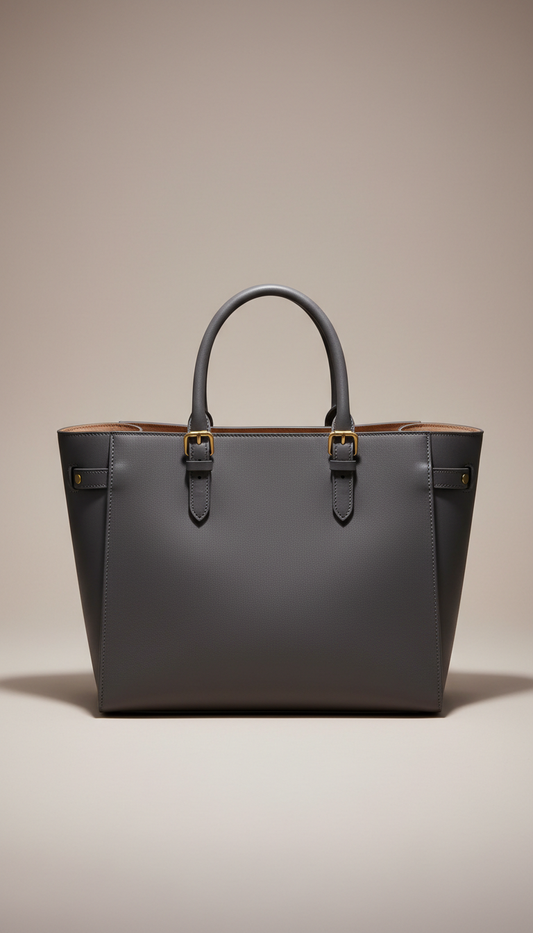 Sac cabas structuré en cuir noir